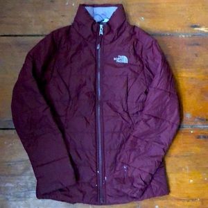 Girls North Face puffer jacket Burgundy sz 10/12
